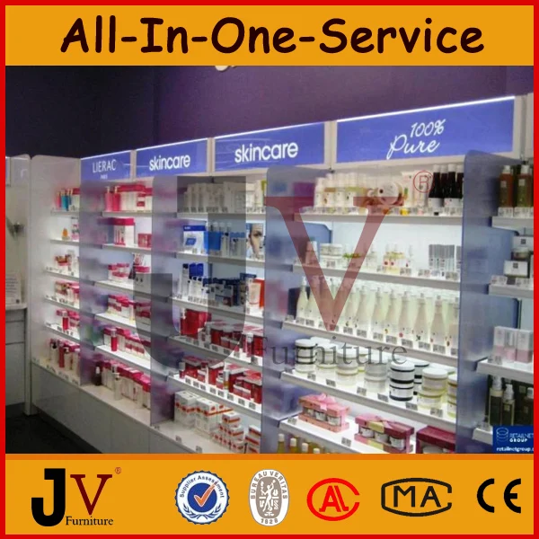 wooden pharmacy shelves /shelving pharmacy equipment with LED and logo