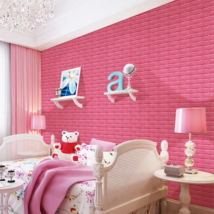 
China low price washable 3d foam brick texture PVC wall paper sticker 