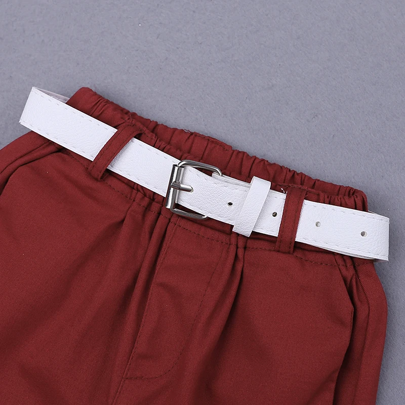 
Floral Shirts with bow + Red Pants + belt Handsome kids clothing 3 pcs summer boys clothing set wholesale 