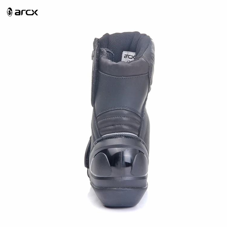 Arcx Black Leather Motorcycle Boots Motocross Riding  Shoes Touring Boots