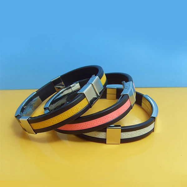 
Wholesale Customized Stainless Steel Adjustable Silicone Rubber Bracelets 