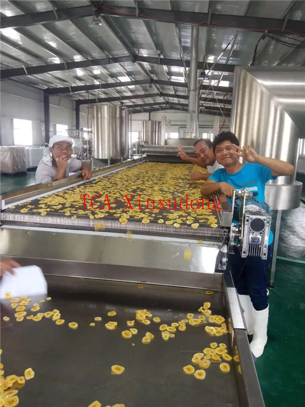 Continuous industrial banana and plantain frying machine