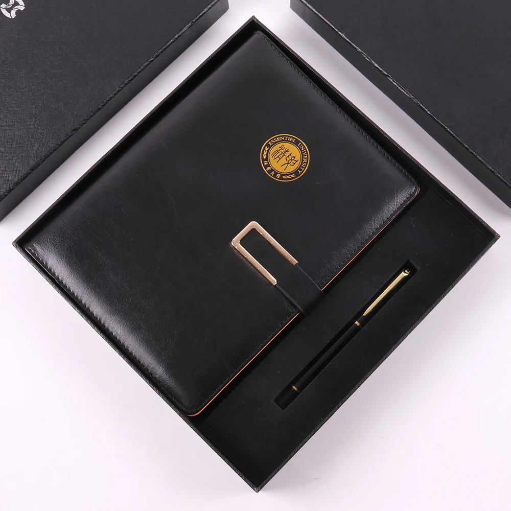 
PU discolored leather multifunctional business notebook custom logo gift box set notebook custom A5 creative notebook 