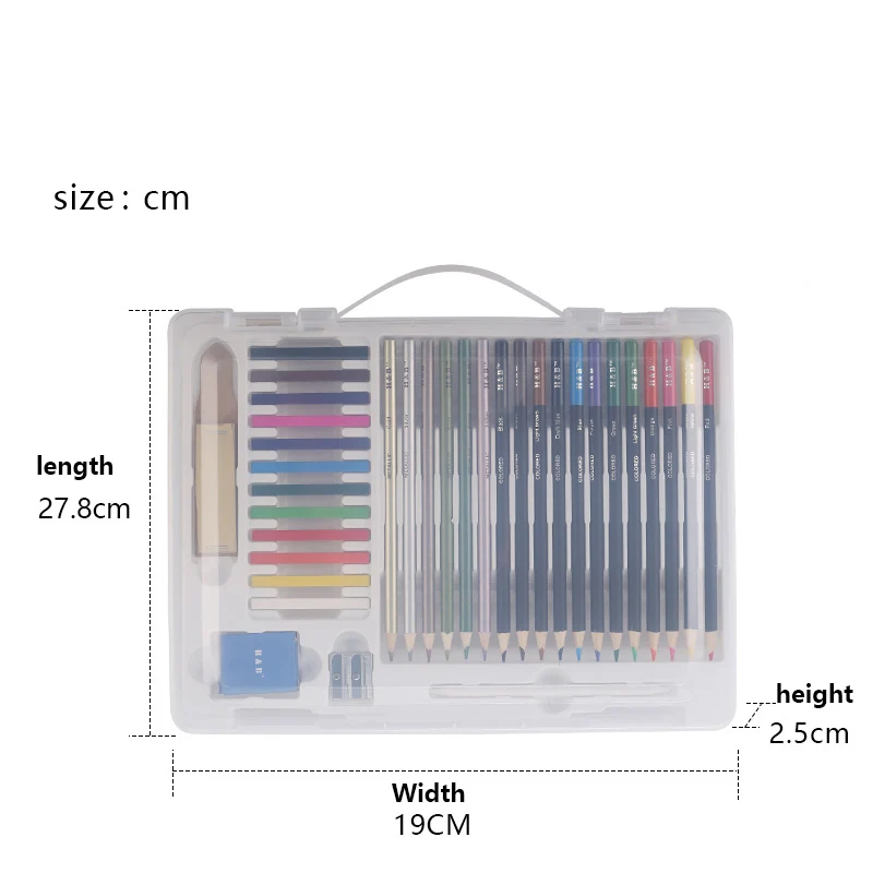 artist sketch metallic colored pencils set with box