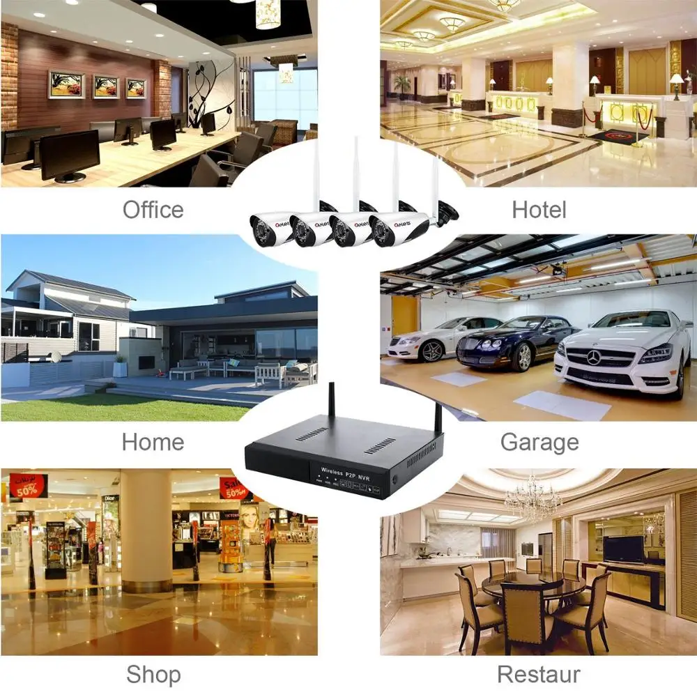  4ch Беспроводной nvr комплект 1080P FHD 2.0MP для дома и улицы водонепроницаемая ночного видения беспроводная камера видеонаблюдения без HDD