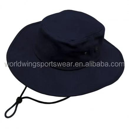 Mens navy wide brimmed with metal eyelets drawstring and toggle surf hat sun protection cricket hat