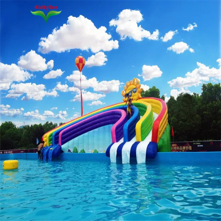 inflatable equipment of swimming pool and water slide for kids and adult play in the water park or home