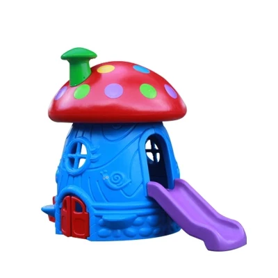 mushroom children outdoor plastic play house with two slides toys