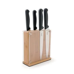 Amazon Hot Selling Kitchen Cutlery Wall Display Block Acrylic Bamboo Magnetic Knife Holder
