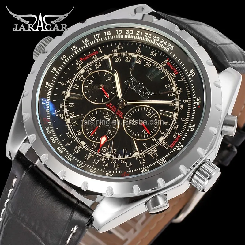 Jaragar mens automatic watches men luxury brand orologio uomo vintage style discount genuine leather OEM watches