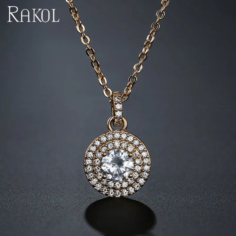 RAKOL NP2084 fashion jewelry 2021 zircon necklace accessories jewelry