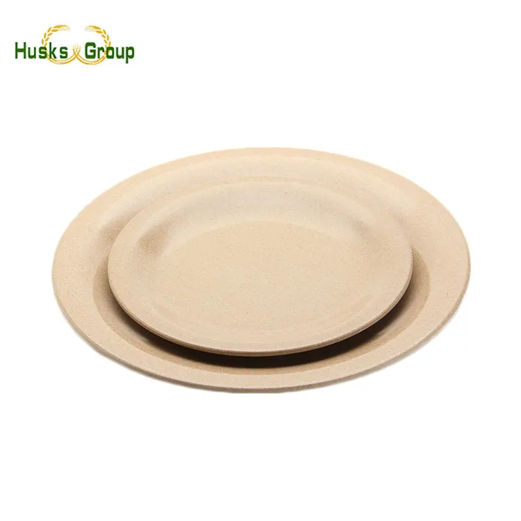 Eco Friendly Rice Husk Fiber Dinner Plates Disposable  fiber Plate