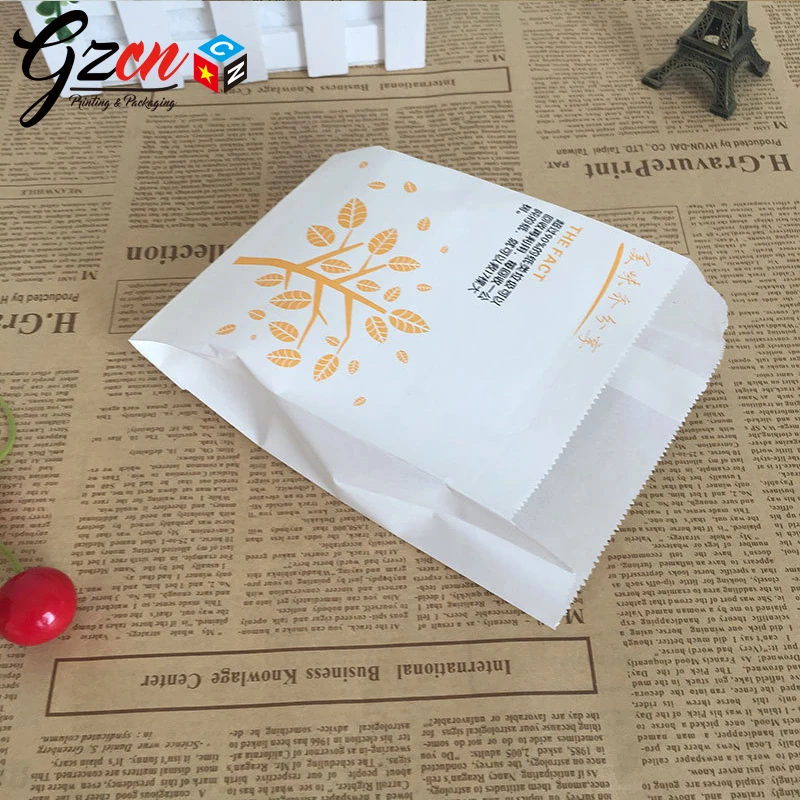 
hot sale good quality grease proof white kraft packing french fries paper bag 