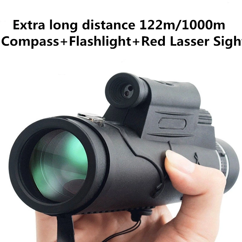 Night vision monocular 12X50 Zoom 122/1000M Monocular Telescope&Red Laser Sight&Flashlight&Compass Hunt for night vision hunting