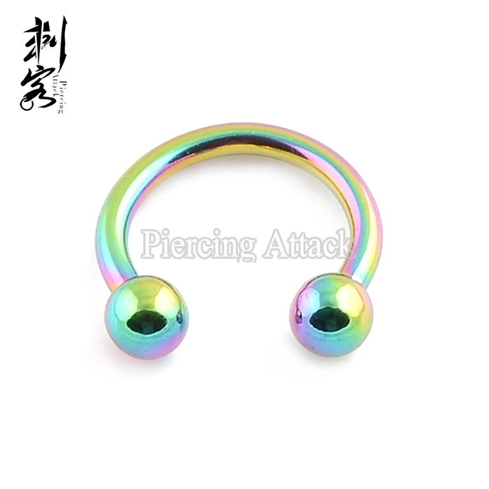 Titanium Anodized Circular Barbells Horseshoes Body Piercing Jewelry