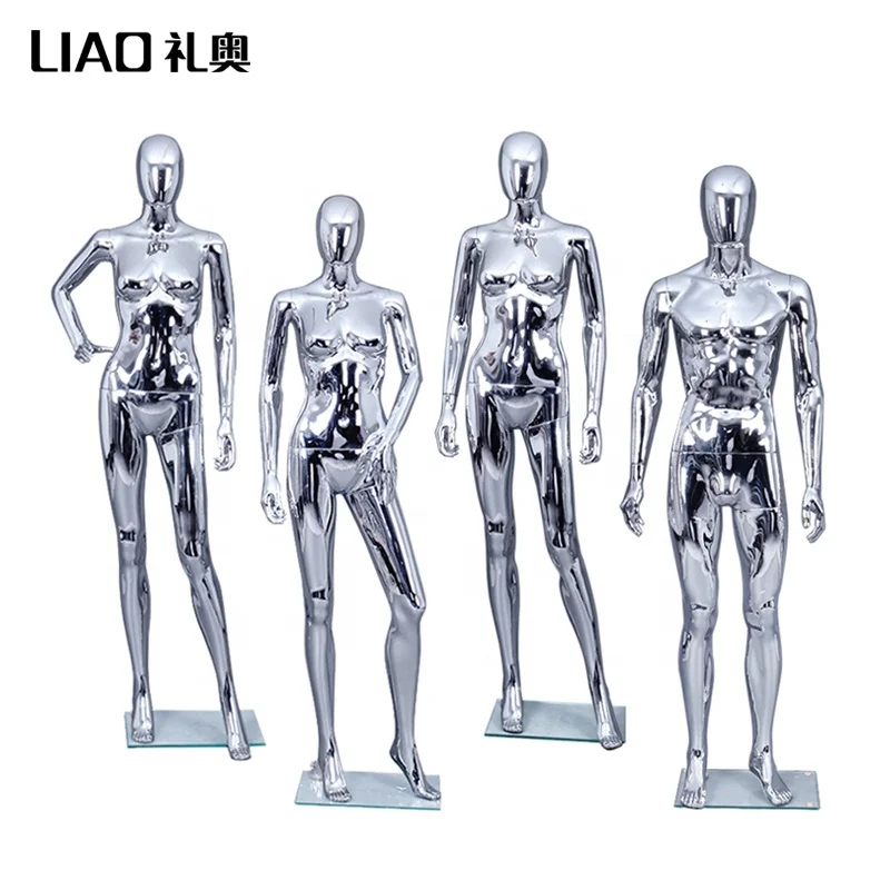 
Silver Chrome male and female wedding dress mannequin With base 