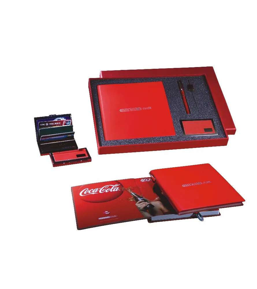 Hardcover customized diary notebook Rotating button logo Week plan journal leather PU promotion gift set stationary notepad