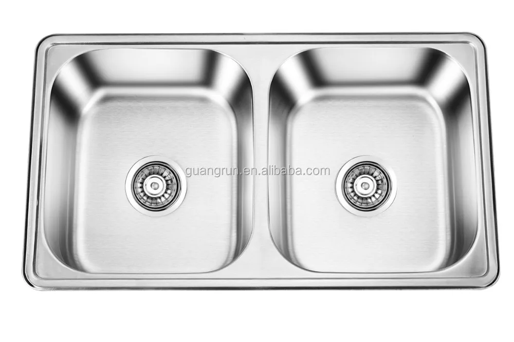 Top Mounted Stainless Steel Double Rectangular Bowl Kitchen Sink GR-631