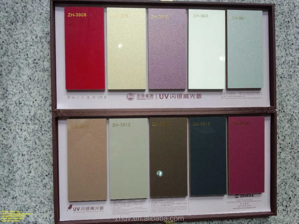 ZHUV high gloss uv painted mdf black glossy mdf panel