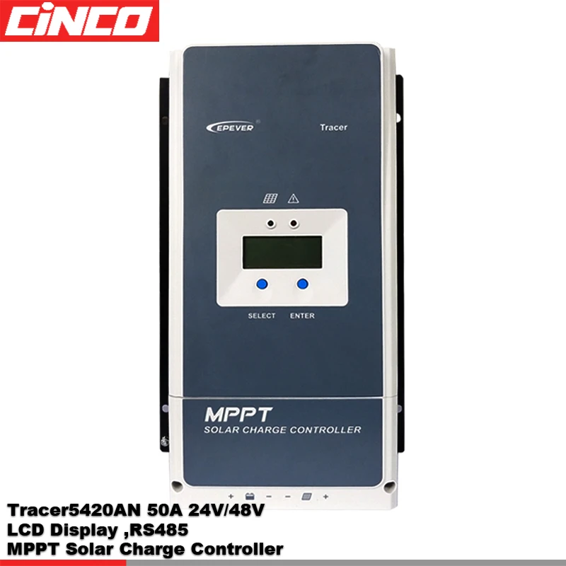 EPEVER Tracer5420AN 50A 12/24V/36/48V MPPT Solar charge controller waterproof with LCD screen and battery fuse 200Vdc input
