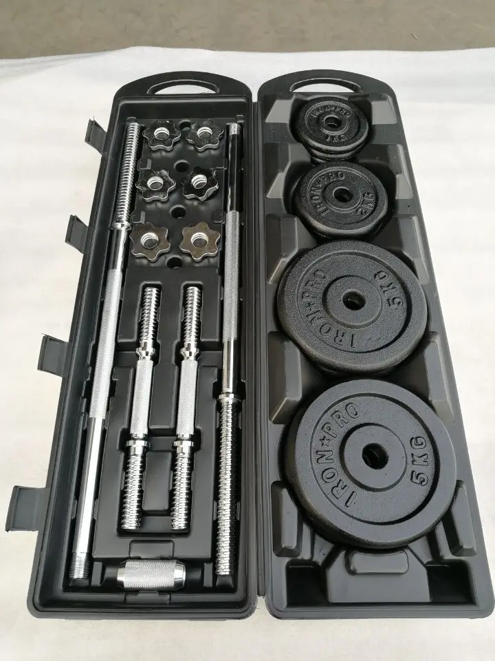 
50KG Black Paint Barbell Dumbbell Set with Case 