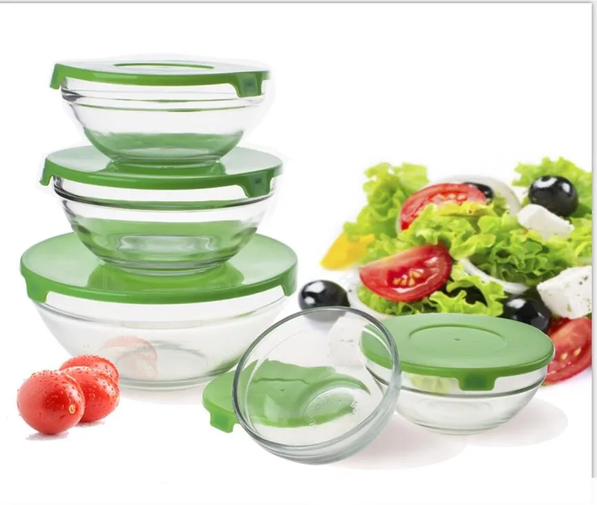 5pcs set salad glass bowl