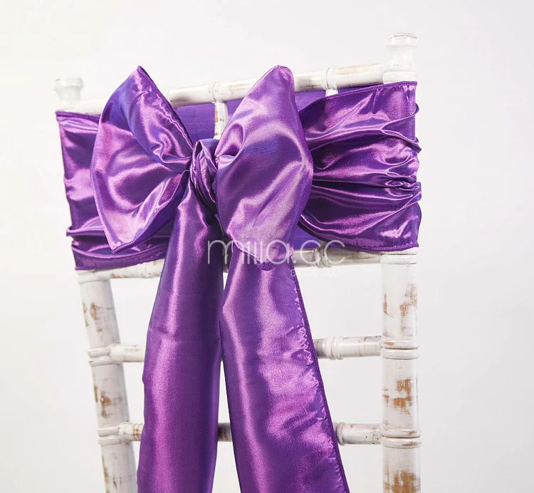 
Purple Taffeta Pre tied Chair Sashes 