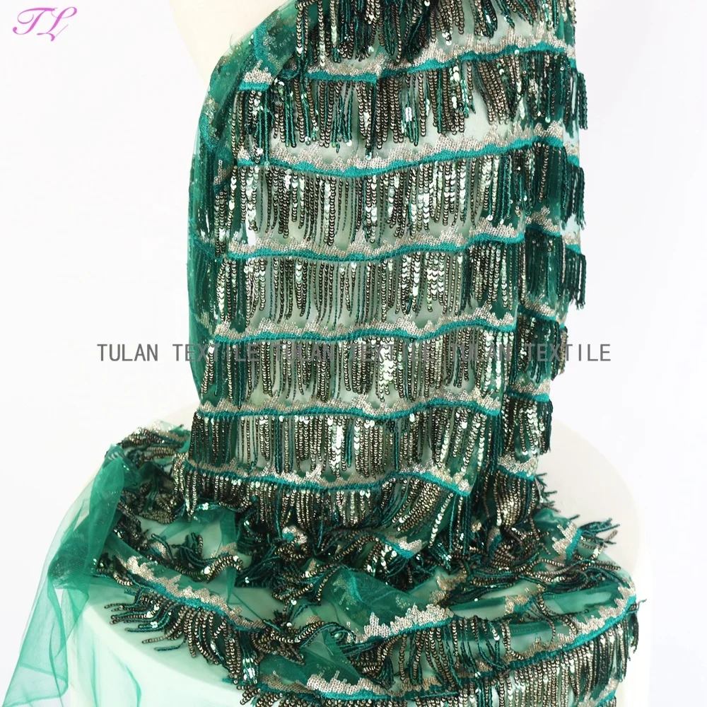 
 Зеленая и Золотая 3D макраме с блестками, вышивка, сетчатая кружевная ткань, африканская кружевная ткань для танцевального костюма, женское платье  