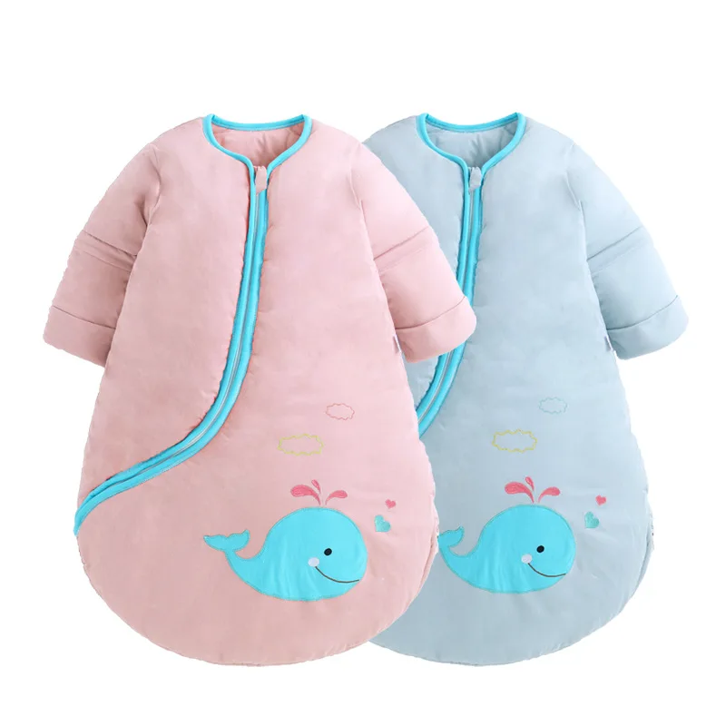 
Adjustable Baby Infant Cotton Blankets Sleeper Gowns Toddler Wearable Blankets Long Sleeves Warm Sleeping Bags 