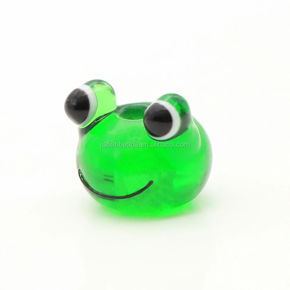 Cute green frog glass bulk cartoon beads