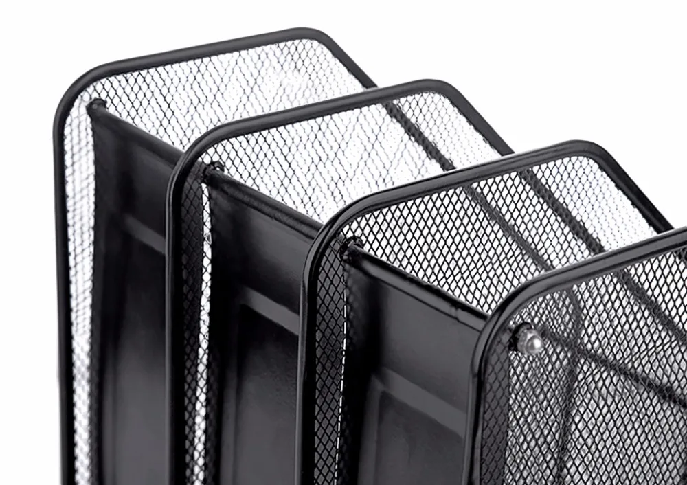 New style office desktop metal mesh 2/3/4 compartment Stand Collection Rack magazine holder Desk file tray