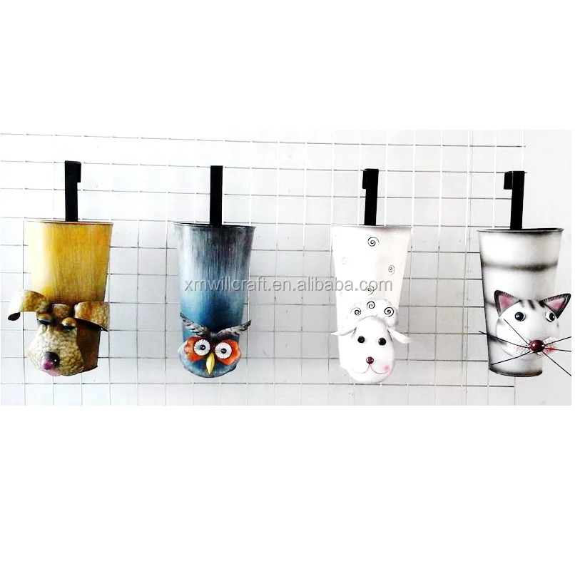 
hand painting funny animals shape wall hanging Vertical Planter 