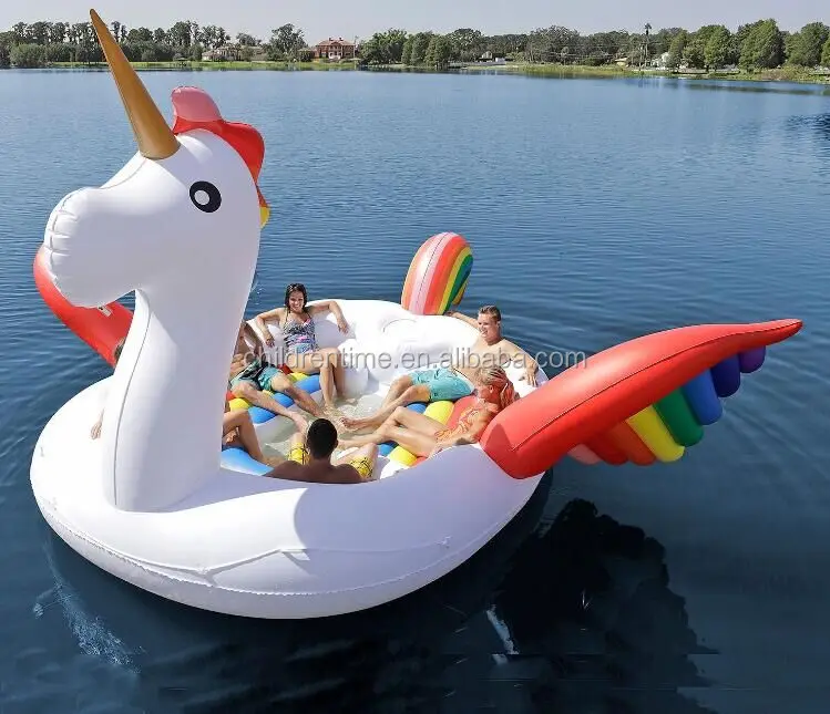2018 hot selling giant unicorn / flamingo /peacock swimming float in water outdoor for 6 persons