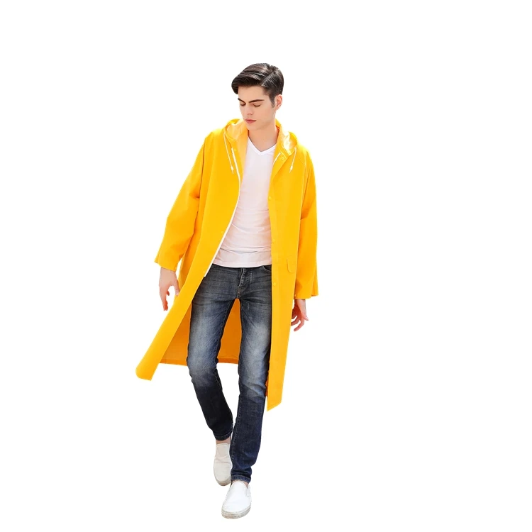 
PVC Adults Yellow Long Rubber Raincoat with Hood custom raincoat 