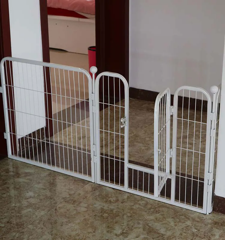 Portable outdoor black folding expandable run pet fence large enclosure metal dog fence