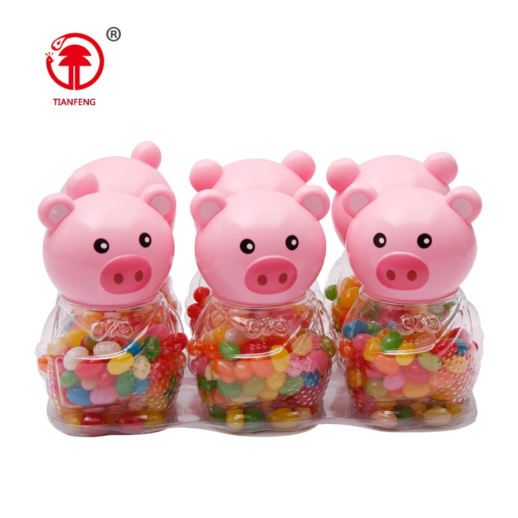 Flavor and colors available pink pig shaped candy flavoring jelly beans custom gel gummy jelly bean