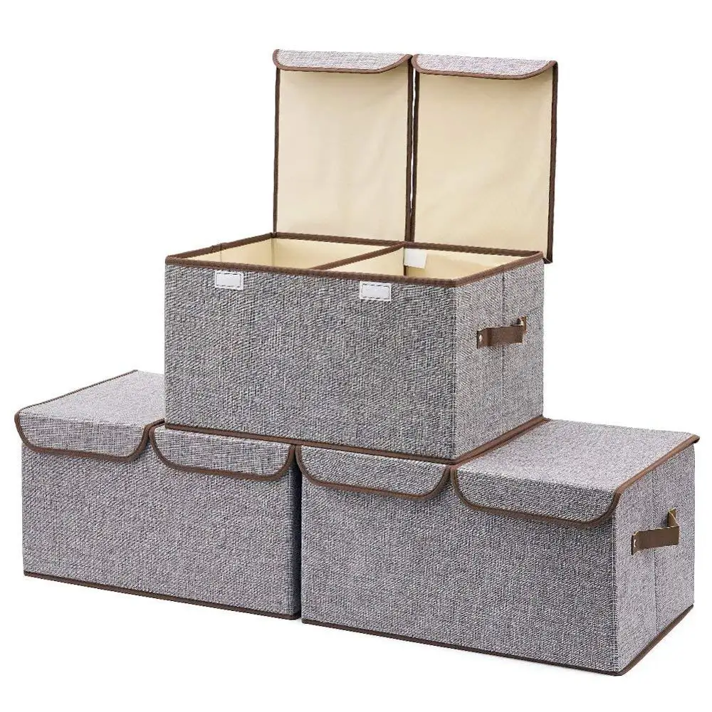 
Large Capacity Collapsible Foldable Waterproof Non Woven Fabric Storage Box with Lid 
