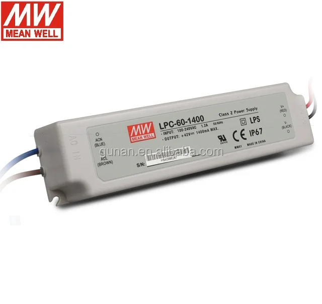 
LPC 60 1400 60w 1.4A Meanwell Constant current led driver  (60585448592)