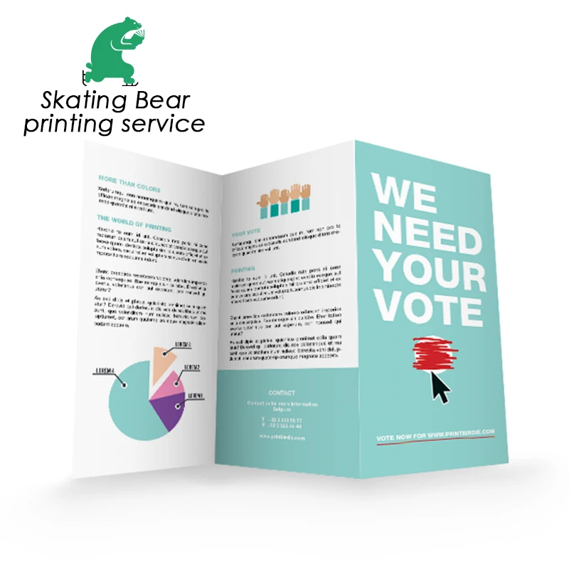 Z stylish folded leaflet brochure printing service A4 200 gsm glossy art paper with Hot Stamping fast delivery