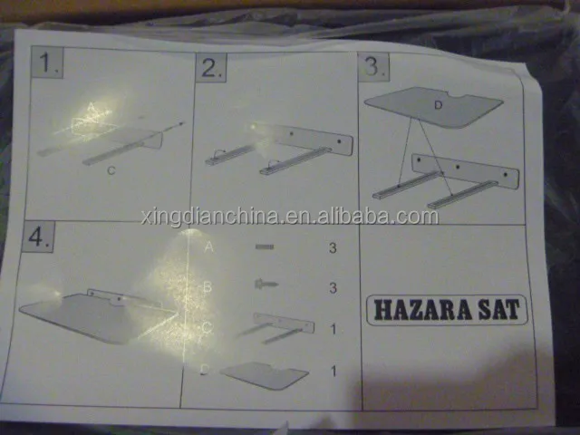 Single Glass Shelf Wall Mount Bracket Under TV Component Cable Box DVR DVD(Q08)