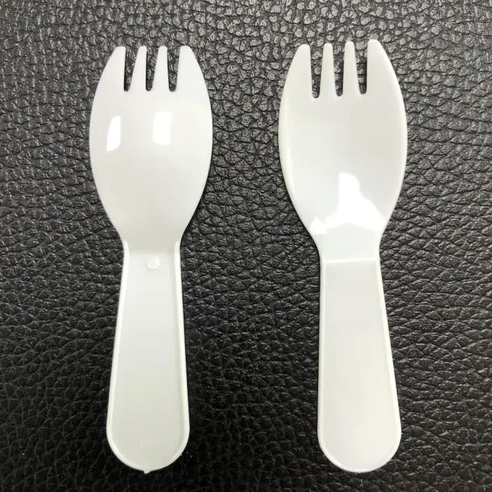 wholesale PS plastic spoon white spork disposable tableware unit pack trifle patisserie cake spoon dessert