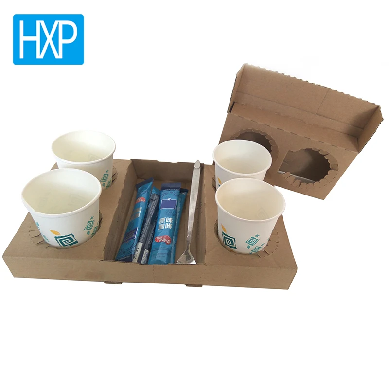 disposable coffee tea paper cup holder tray drink packing tray