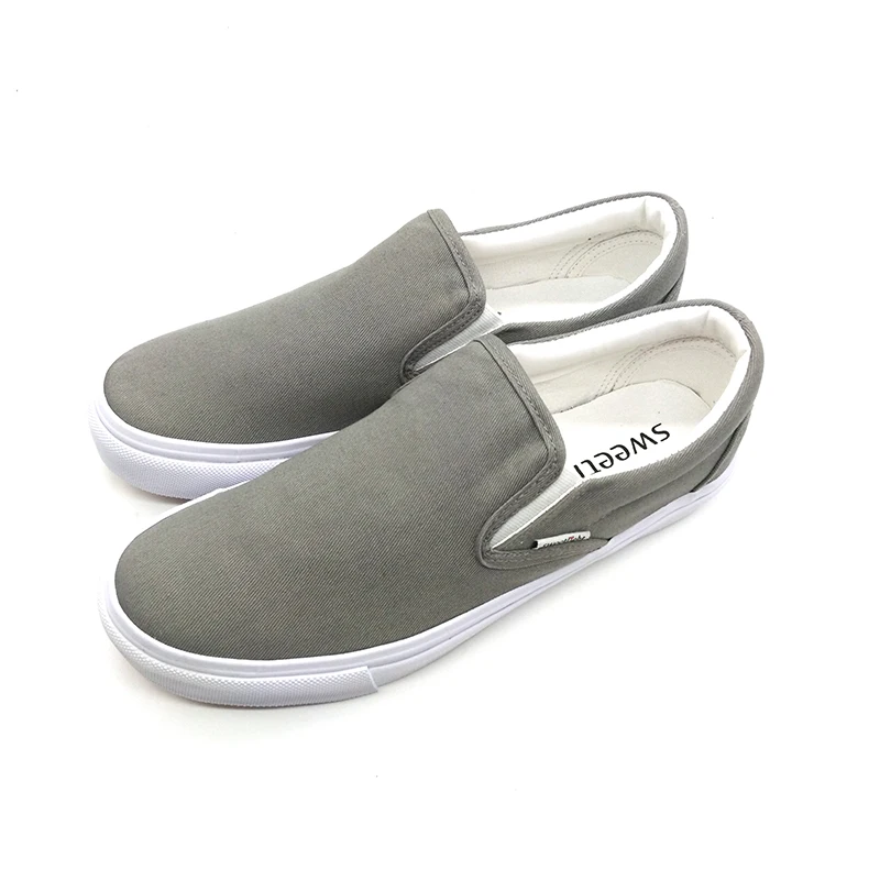 Custom Breathable grey sneakers canvas shoes men cheap price vulcanized shoe sneakers