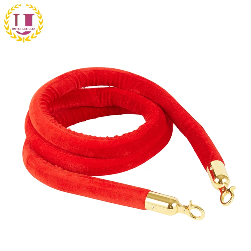 1.5m Red Velvet Rope For Crowd Control Queue Pole
