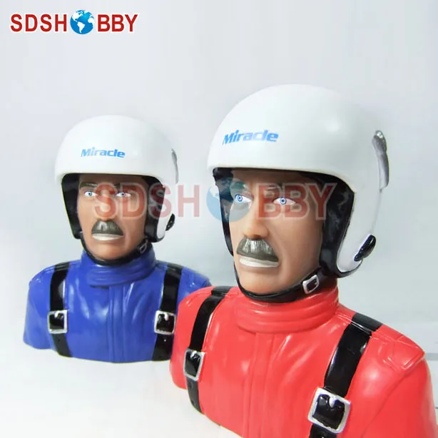 1/4 Scale Pilot Statues/Pilot Portrait Toy (Sam) L115* W72* H120mm for RC Airplane -Blue/ Red Color