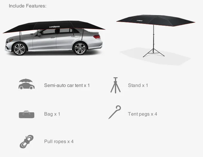 
Lanmodo folded 4.8 M shelter for car automatic portable garage hail protection car umbrella 