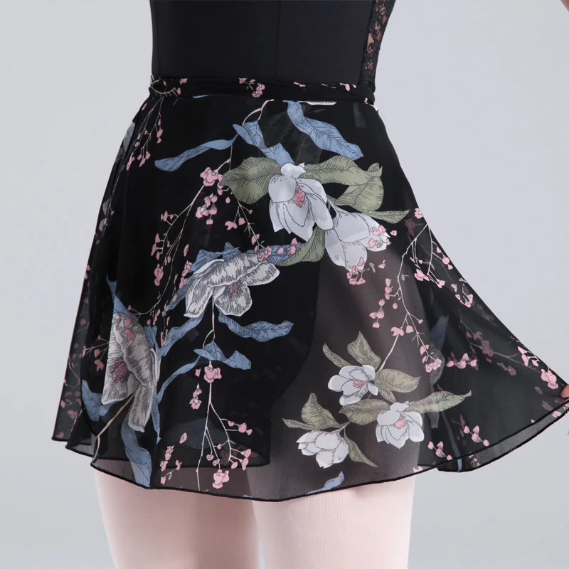 118143014 Baiwu Wrap Pull On Ballet Skirt Floral  Chiffon  Ballet Dance Dress Adult