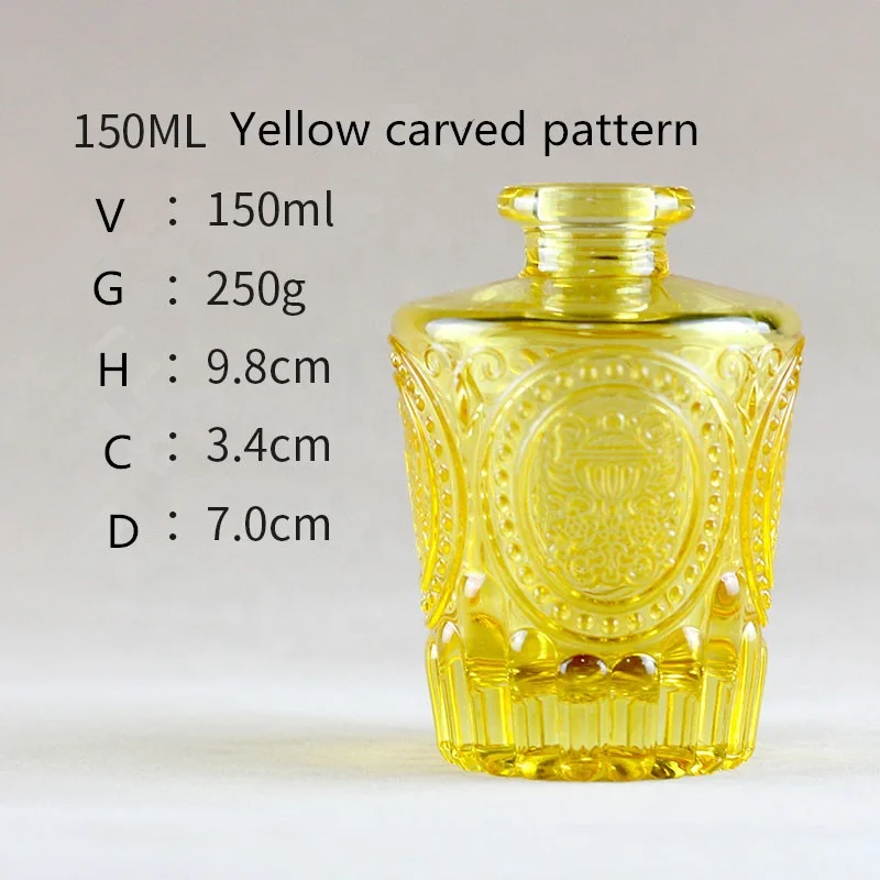 Empty perfume Diffuser Bottle 150ml 230ml Engraving Pattern Reed Diffuser Glass Bottle