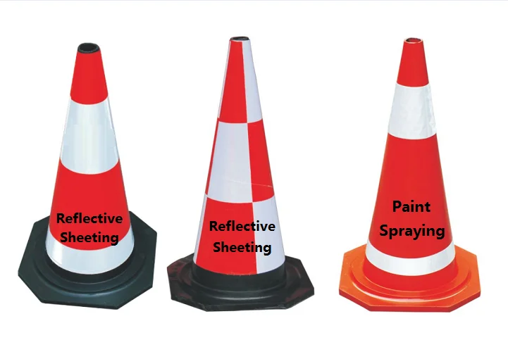 Wholesale Factory Price 75cm Reflective Film Full Body Hazard Warning Road Traffic Portable Rubber Safety Cone with Handle