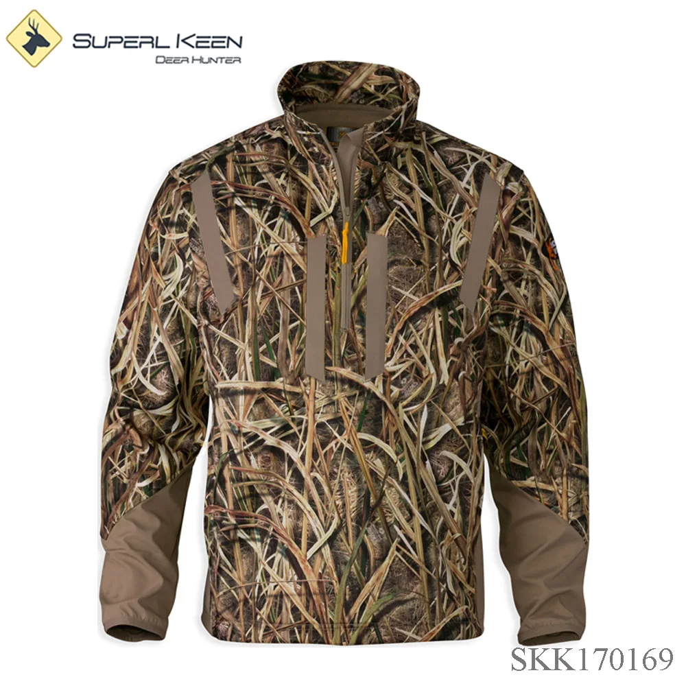 Mens Breathable Softshell Pullover Jacket Polyester For Hunting